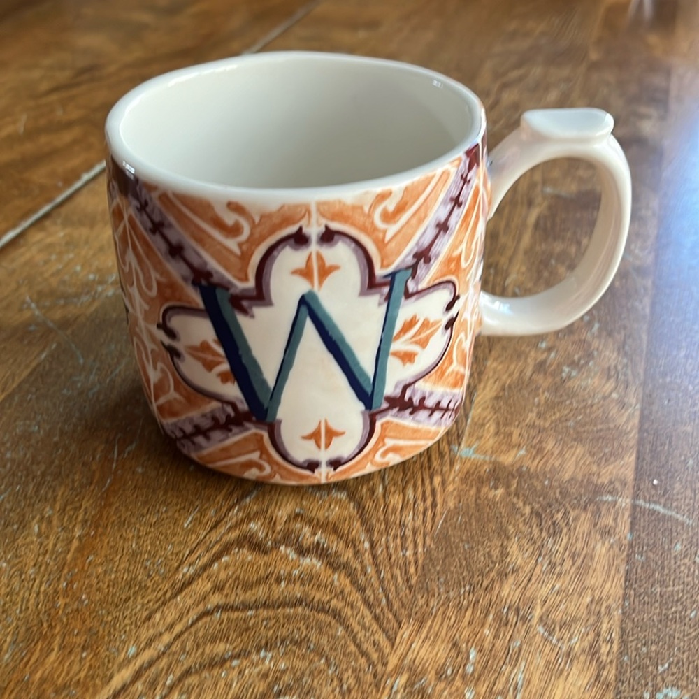 Anthropologie Mezze Monogram Letter "W”
Coffee Tea Artisan Large Grip Mug